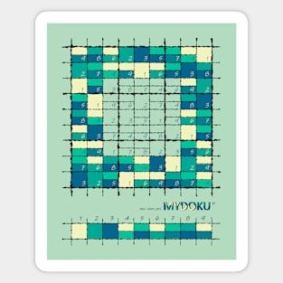 Mydoku_006_H001_003_F: Sudoku, Sudoku coloring, logic, logic puzzle, holiday puzzle, fun, away from screen Magnet